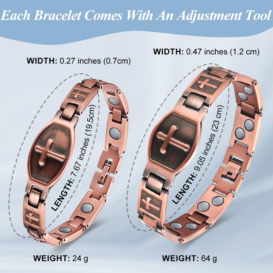 Vicmag solid copper cross bracelet highlights durable, hypoallergenic wear for daily use.