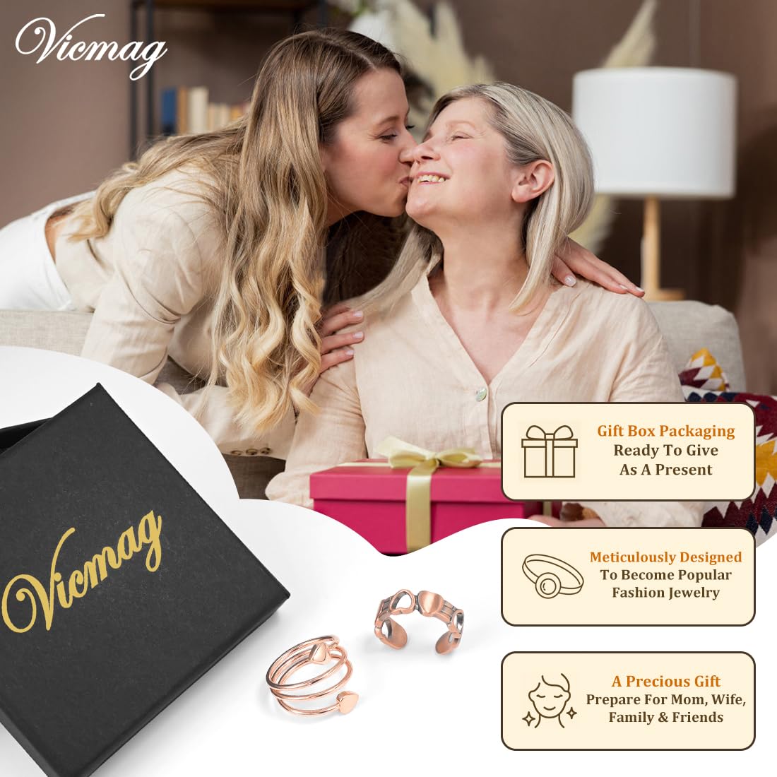 Vicmag two rings worn together on finger display a stylish, subtle accessory.