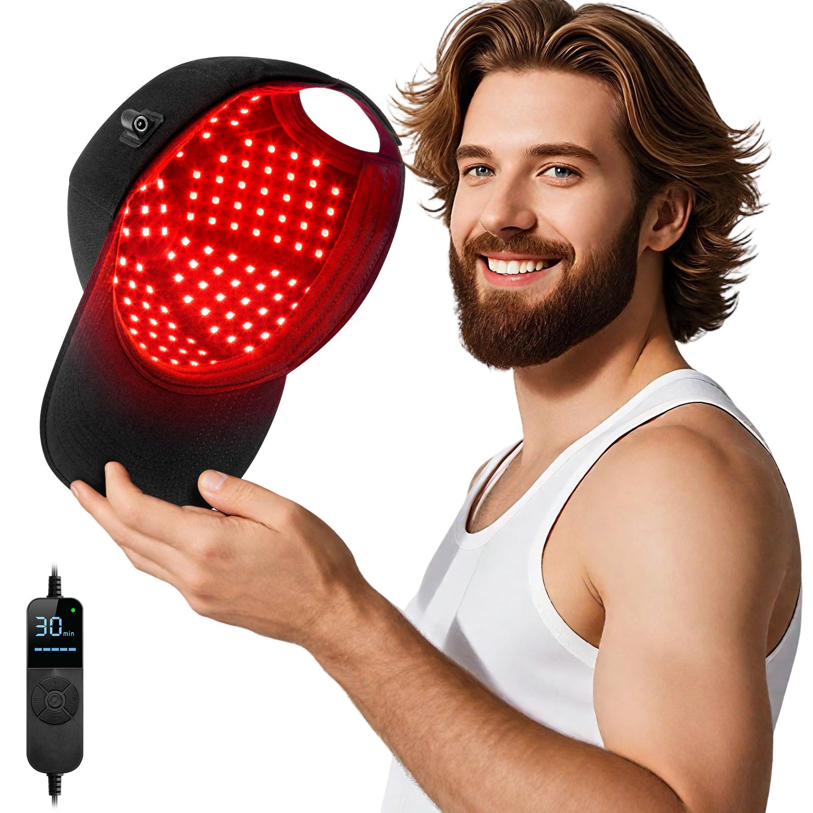 Viconor Laser Hair Growth Cap front view with adjustable fit and four light modes