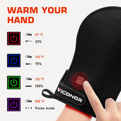 Viconor near-infrared light gloves closeup highlighting LEDs delivering focused light to fingers