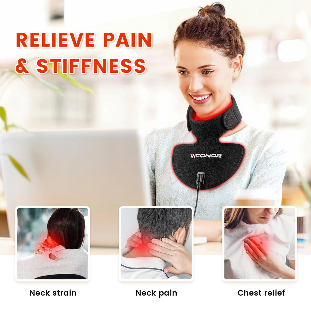 Viconor neck-chest device worn hands-free for convenient daily sessions