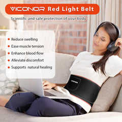 Viconor red light belt highlights 660nm LEDs for targeted warmth.