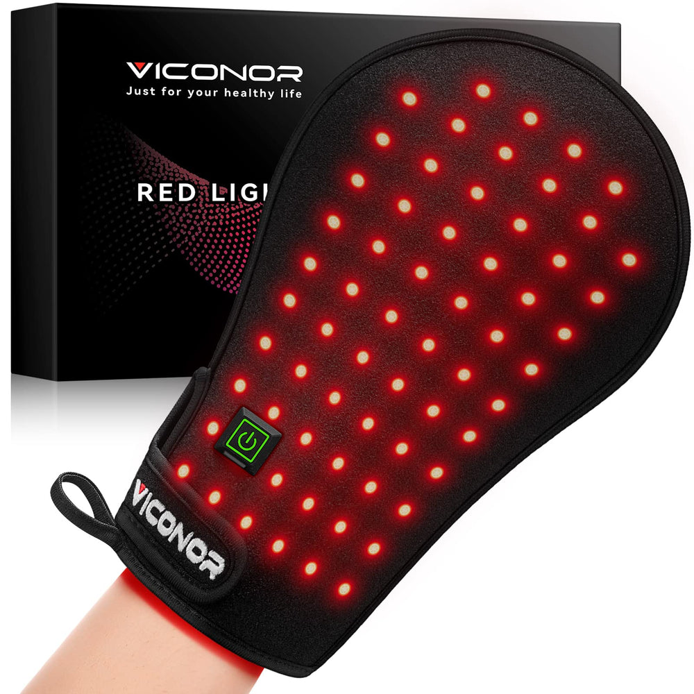 Viconor red light hand device front view showing the glow and design.