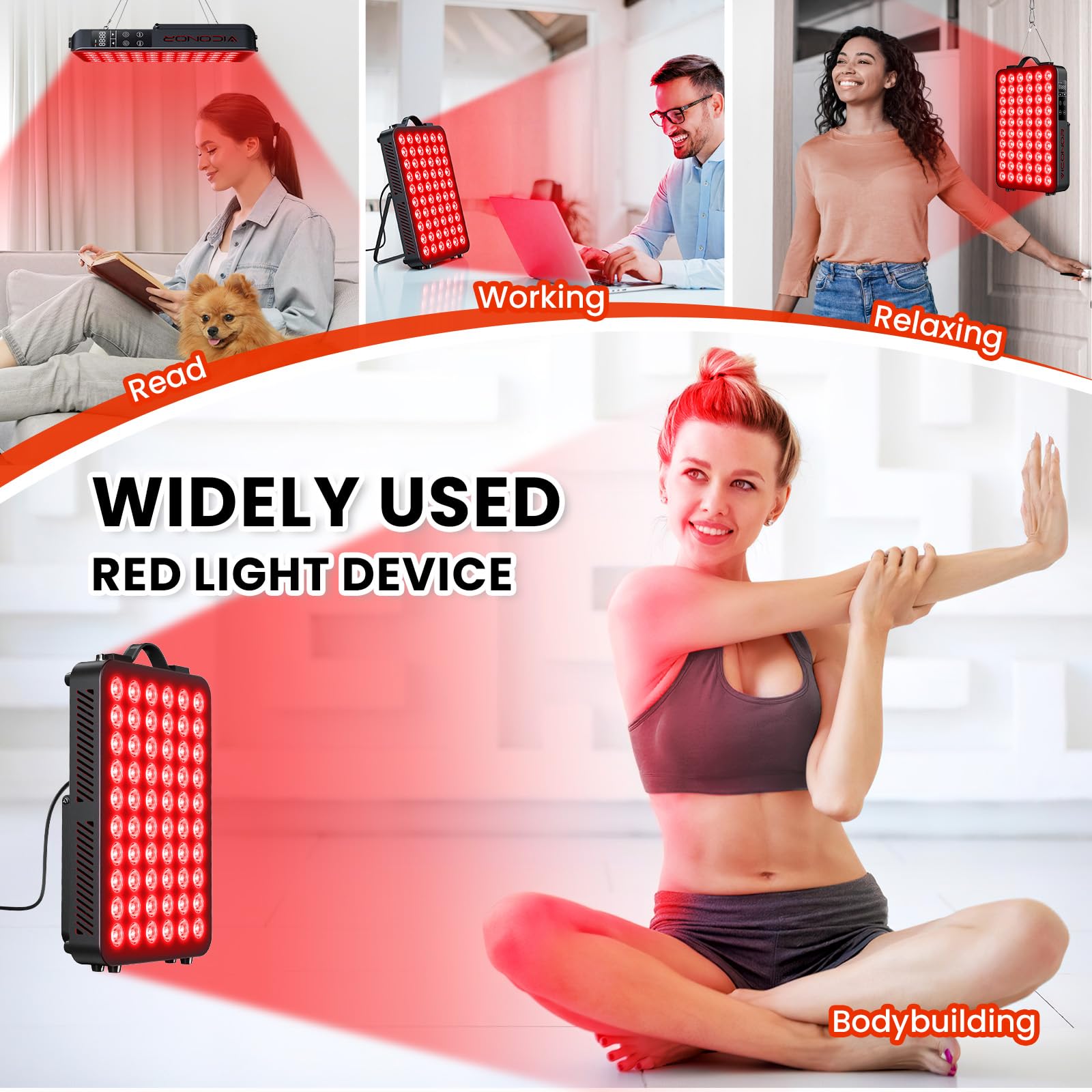 Viconor red light panel timer function for short or extended sessions