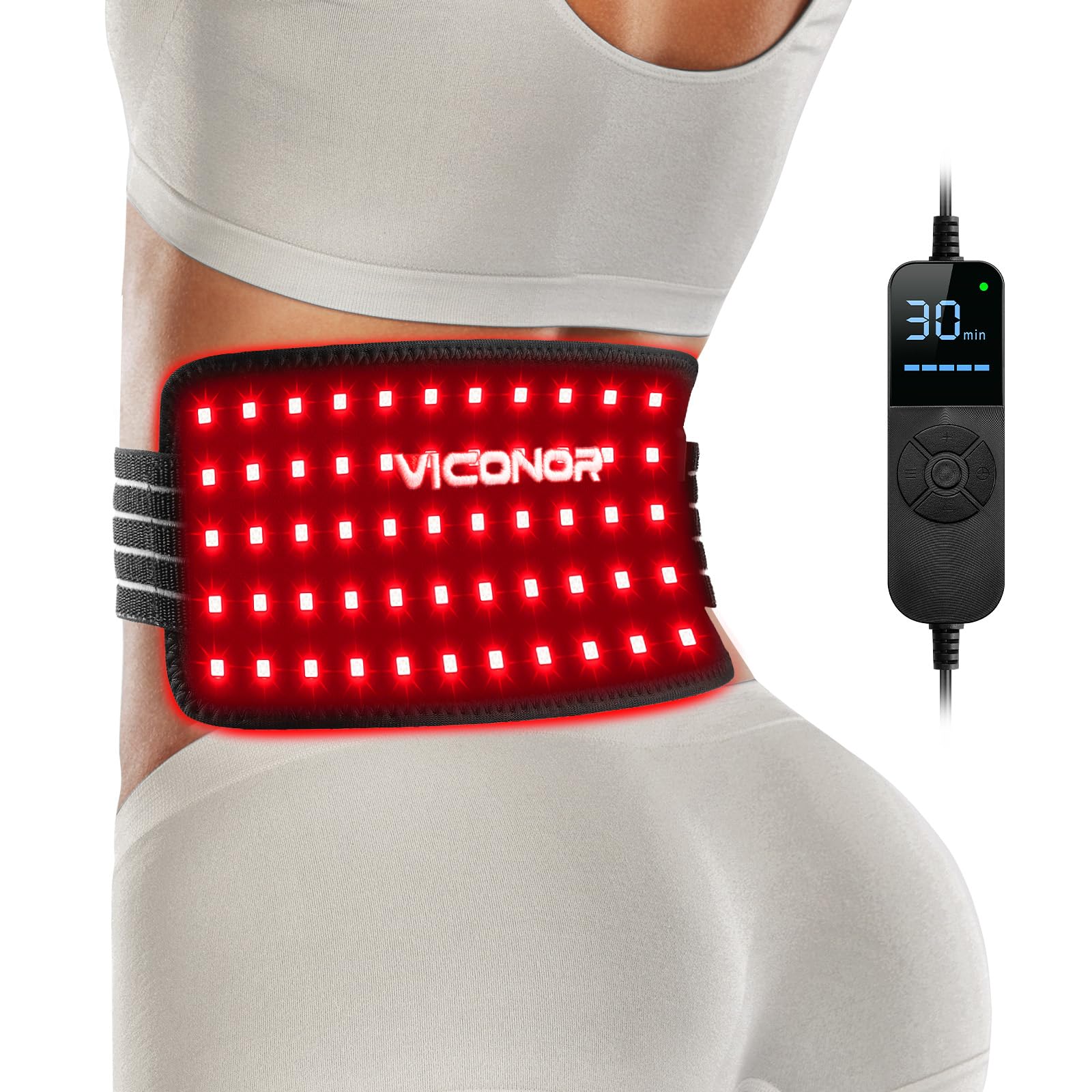 Viconor red light therapy belt front view showing design and layout for easy use