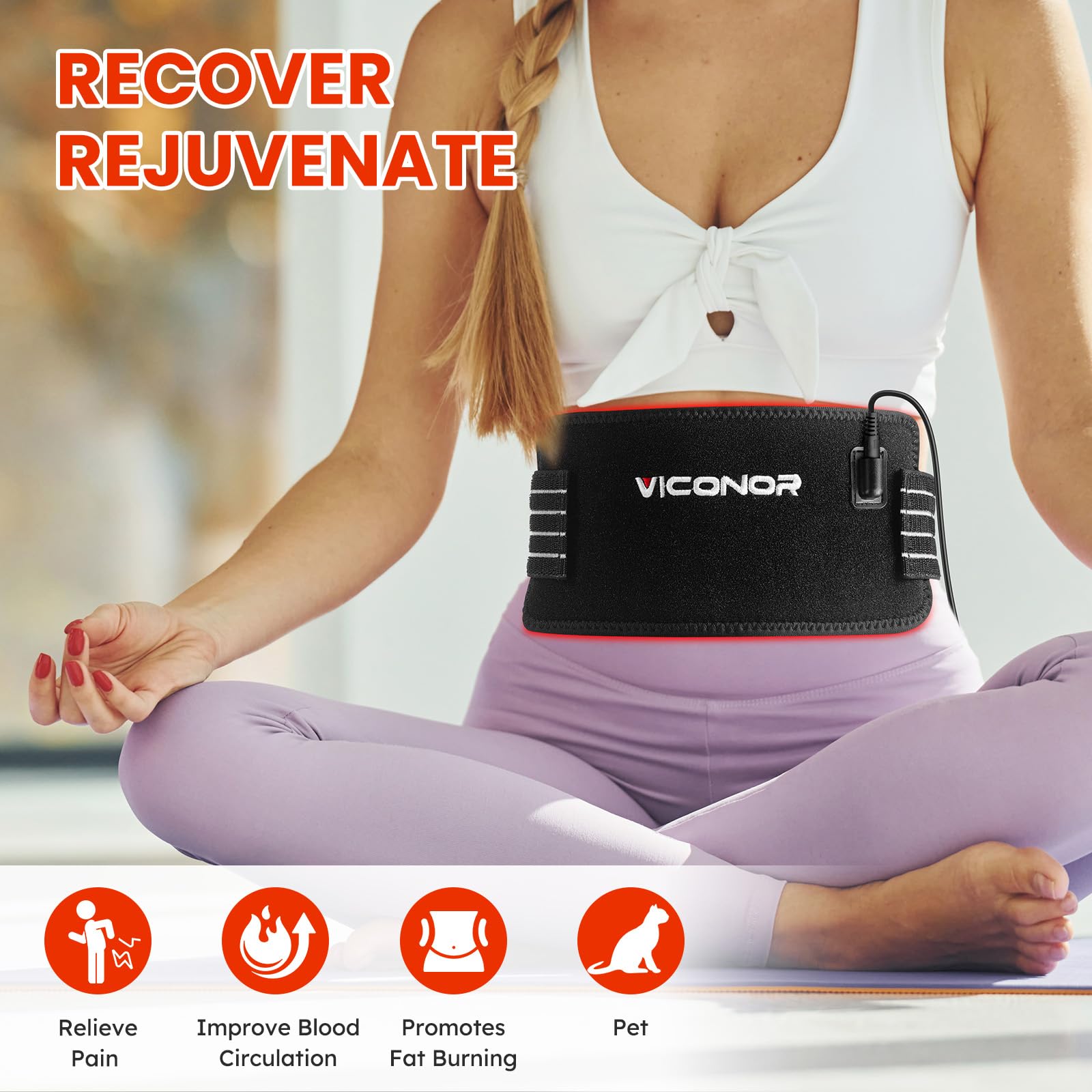 Viconor belt side view highlighting slim, wearable form for versatile sessions