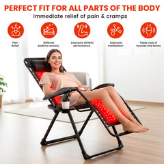 Viconor red light therapy mat folding chair angle demonstrates adjustable recline for comfort.