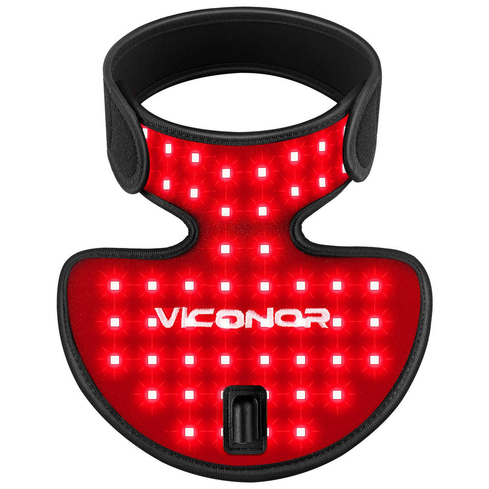 Viconor red light therapy neck and chest setup for portable home use