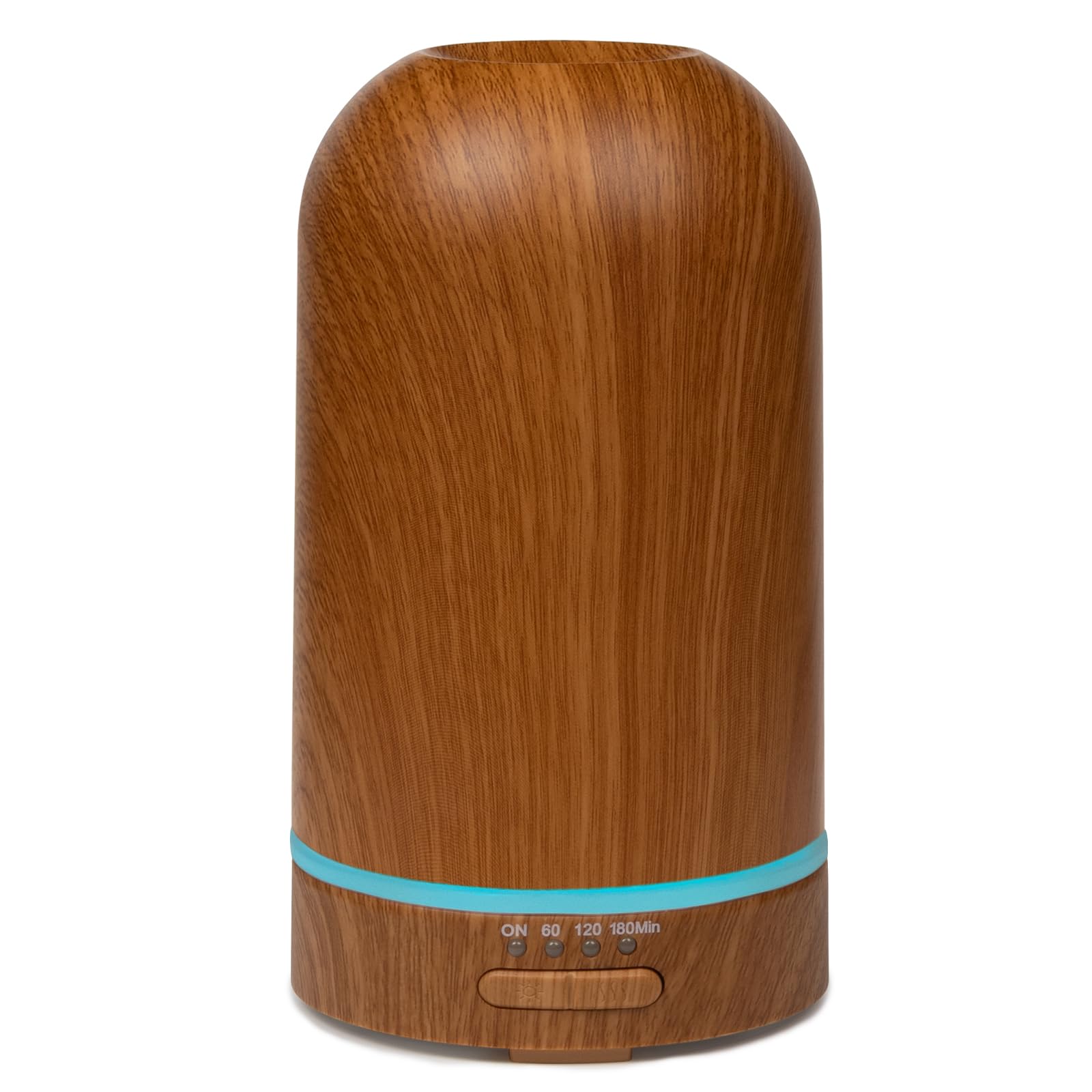 Victoria Aroma ultrasonic diffuser front view in wood brown for ambient nightstand decor.