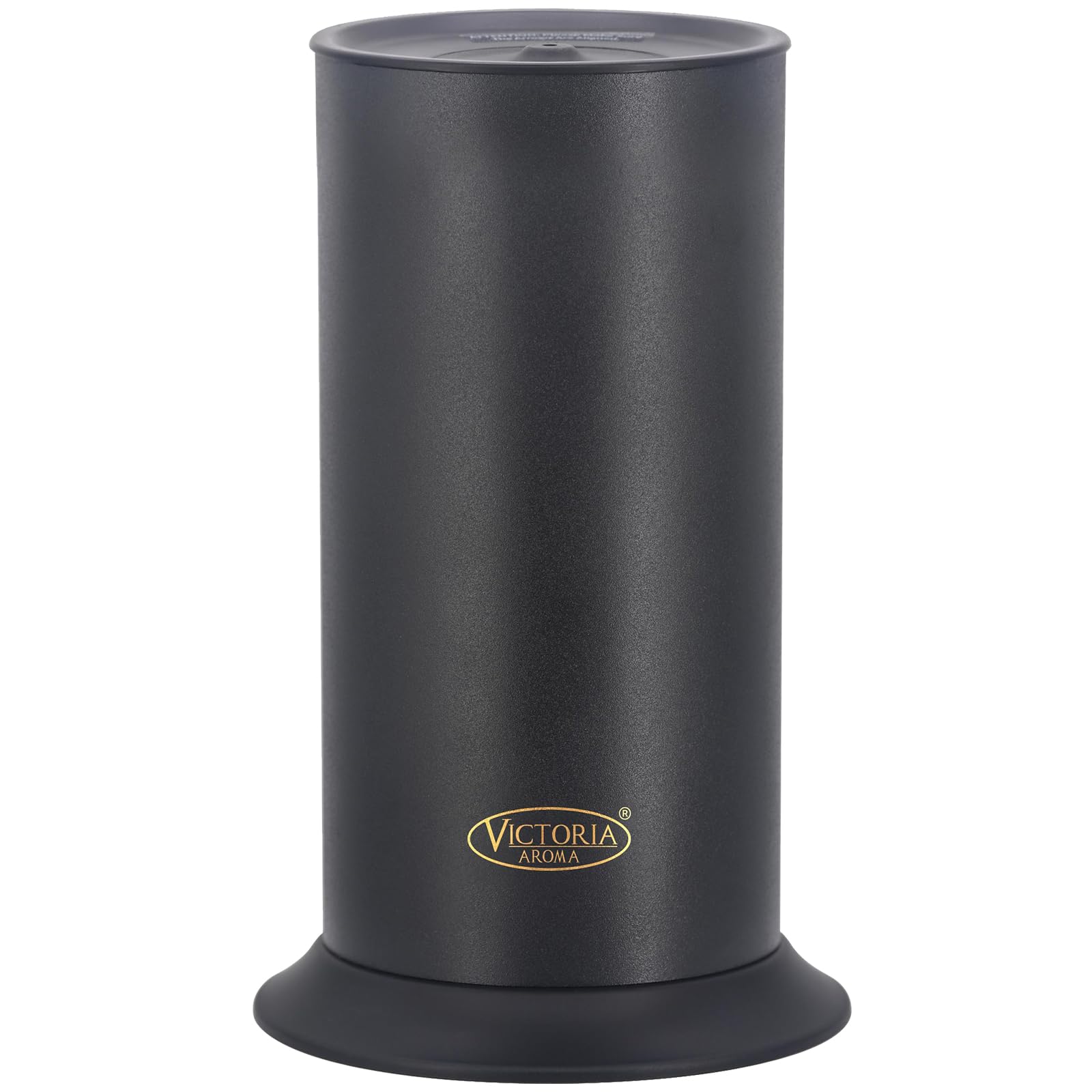 Victoria Aroma waterless diffuser front view in matte black; delivers continuous scent for large rooms.