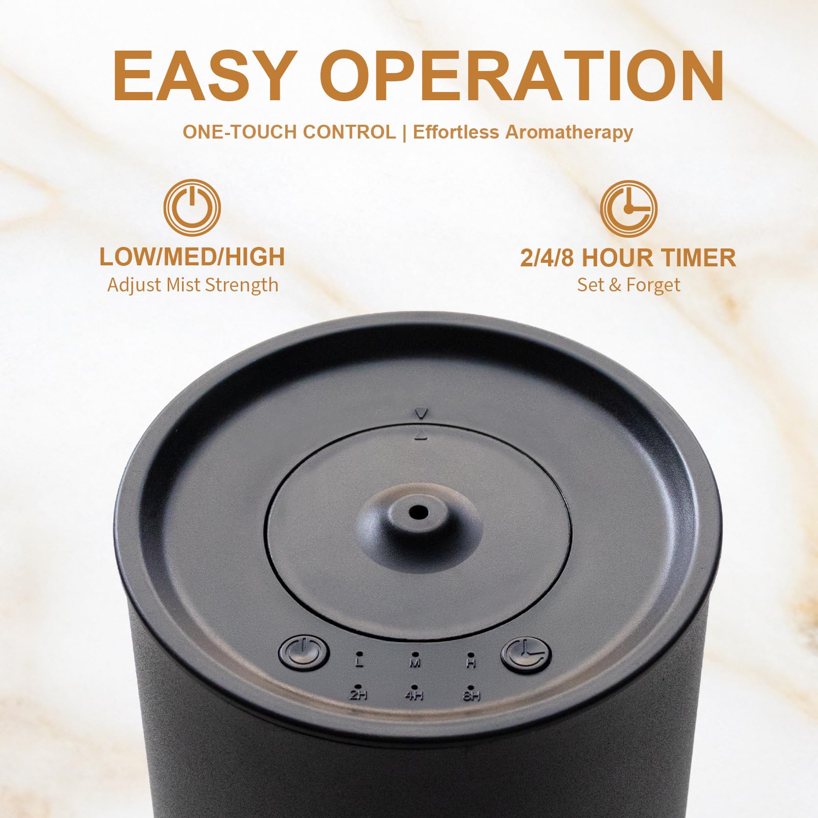 Victoria Aroma matte black diffuser featuring a timer for office ambiance.