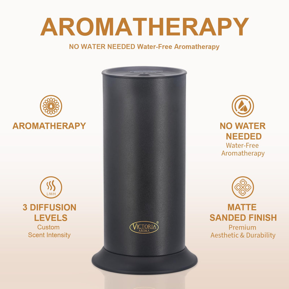 Victoria Aroma waterless diffuser top view with sleek control panel.