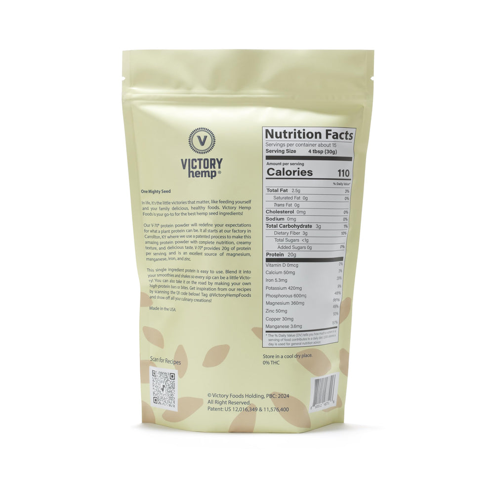 Victory Hemp V-70 Protein powder scoop for easy smoothie mixing