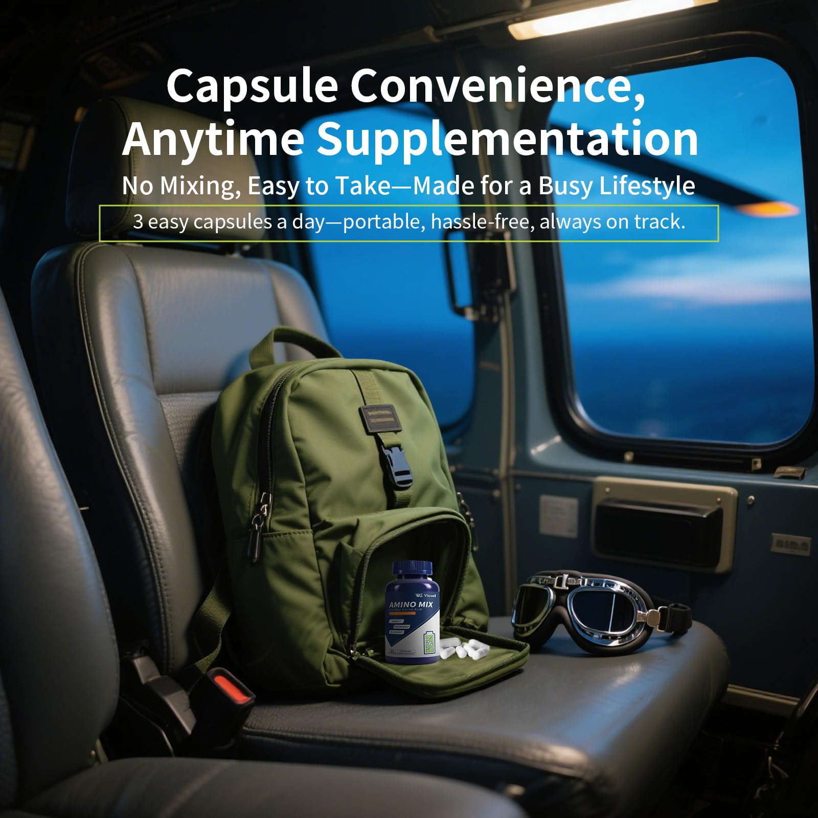 Vicwell Amino Acid ingredients panel lists all essential amino acids and BCAAs.