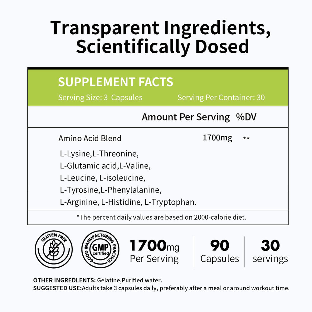 Vicwell Amino Acid packaging quality-control label conveys trusted manufacturing standards.