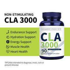 Vicwell CLA 3000mg softgels label highlights gluten-free and non-GMO formulation.