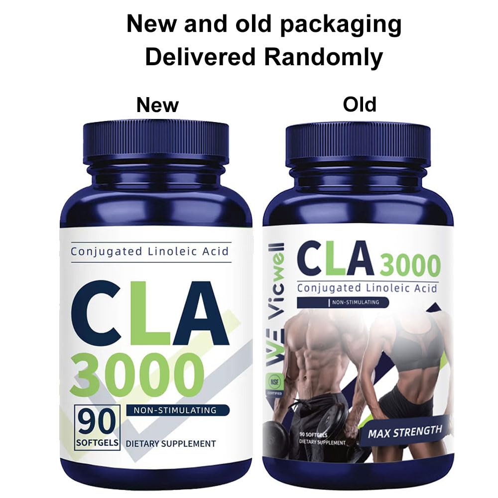 Vicwell CLA 3000mg softgels pour demonstrates easy daily dosing for routine use.