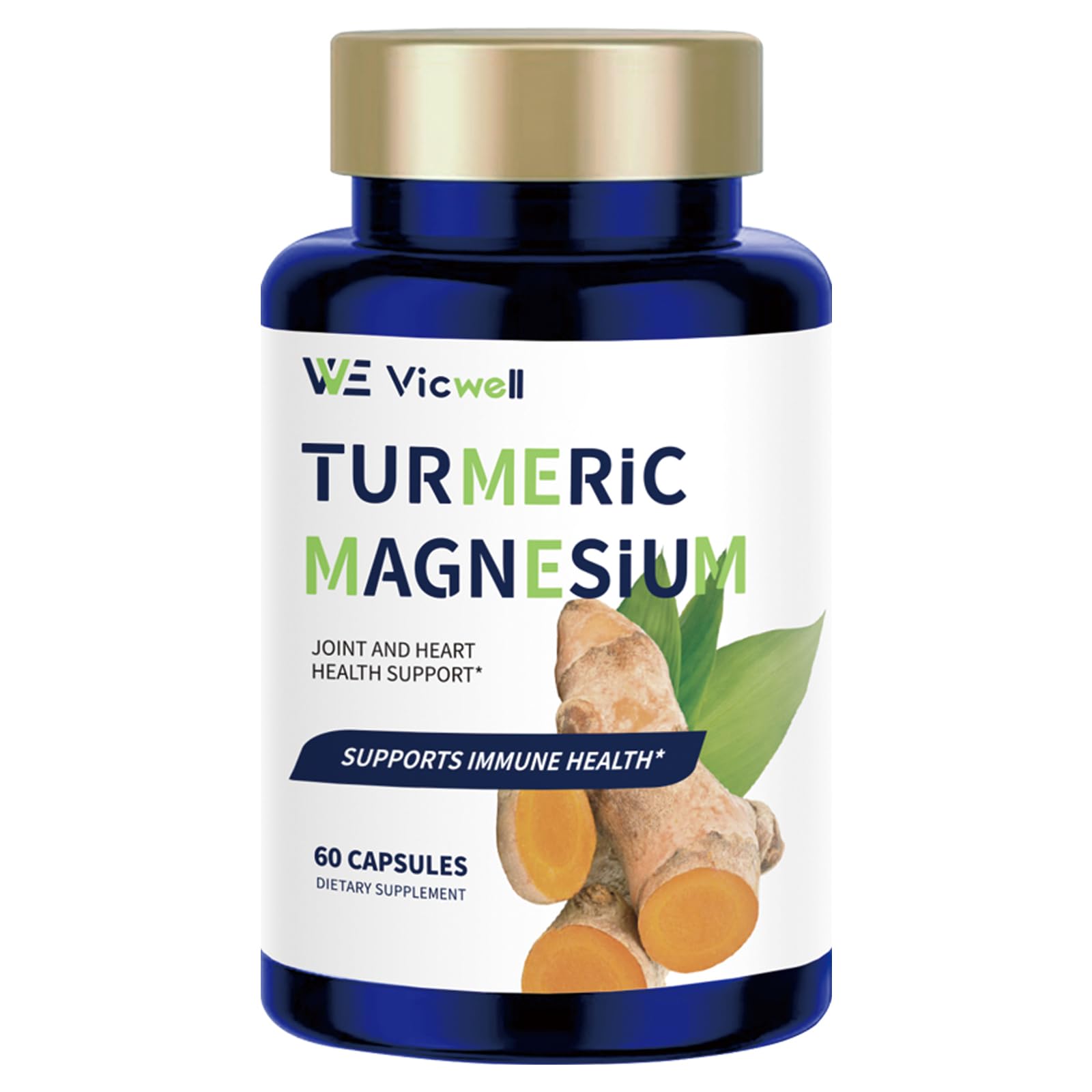 Vicwell Turmeric Curcumin bottle highlights high potency 95% curcuminoids.