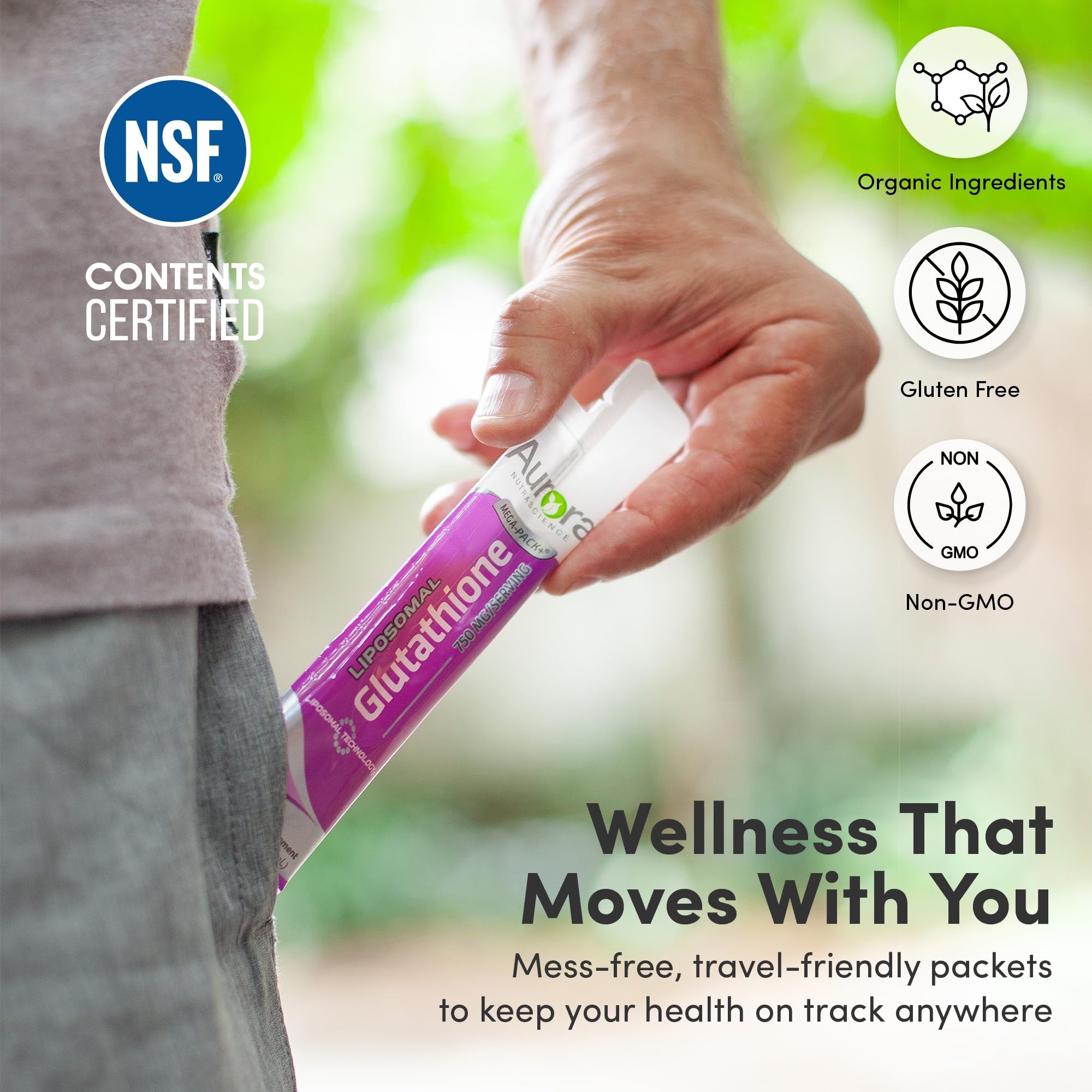 On-the-go Vida Lifescience Aurora packets tucked in a gym bag.