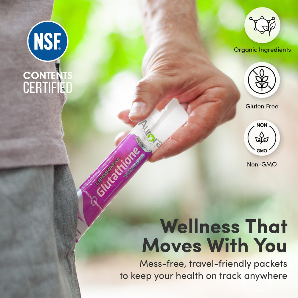 On-the-go Vida Lifescience Aurora packets tucked in a gym bag.