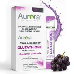 Vida Lifescience Aurora glutathione bottle on a counter for daily antioxidant support.