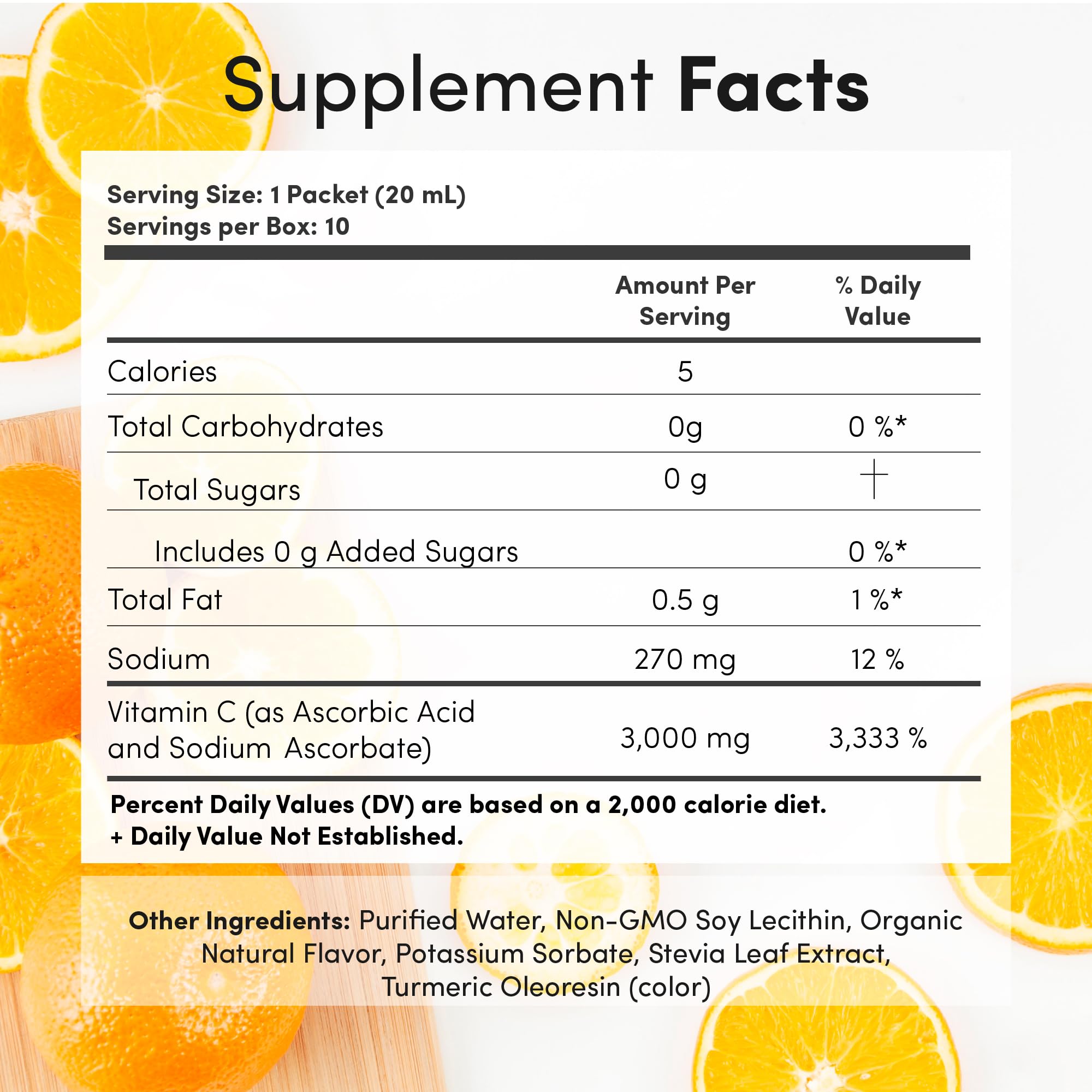 Vida Lifescience Aurora single-serve packet for on-the-go Vitamin C intake.