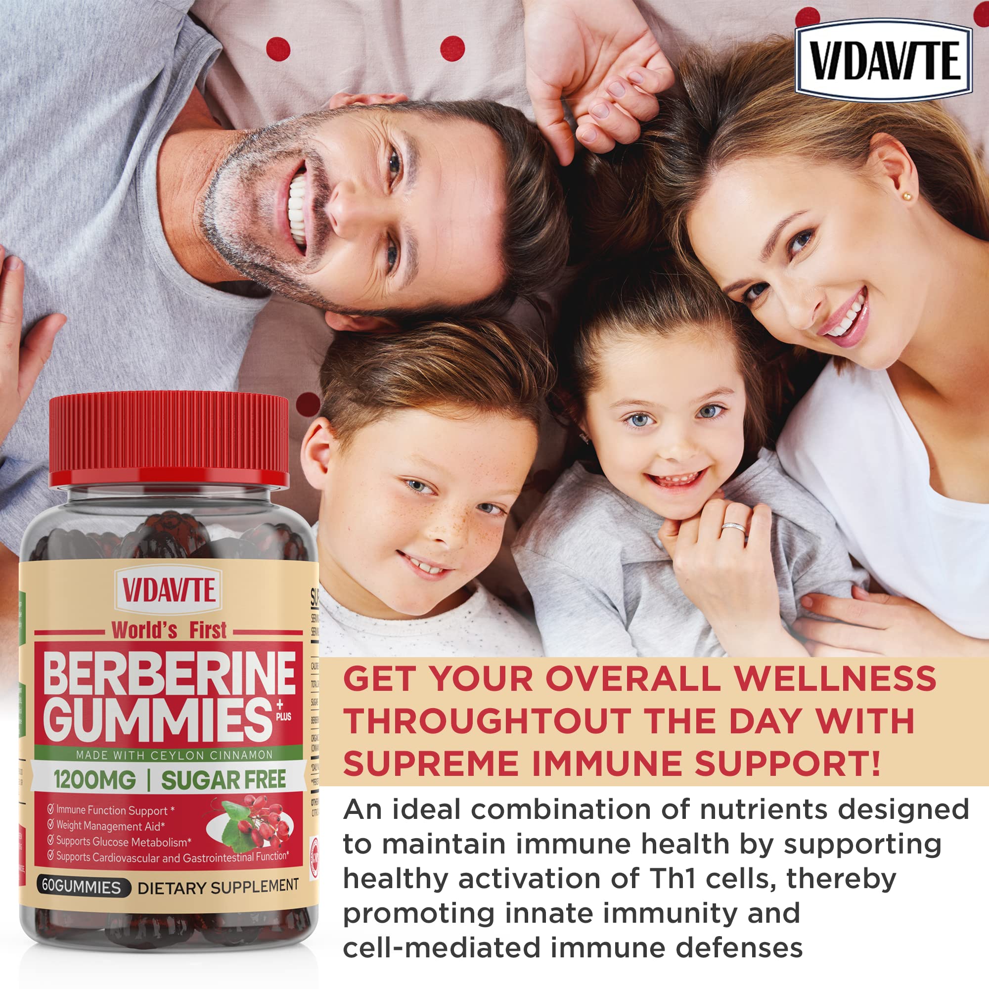 VIDAVITE Berberine gummies with cinnamon sticks, natural flavor and sugar-free appeal