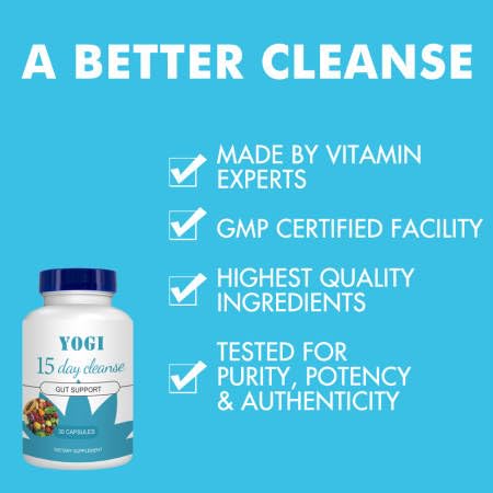 Vidya Yoga 15 Day Cleanse packaging for on-the-go gut detox planning.
