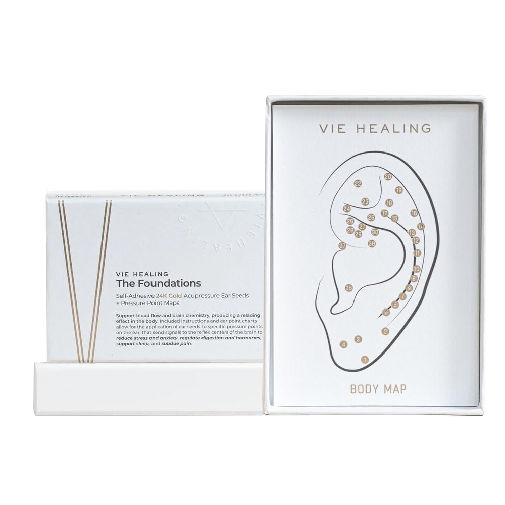 Vie Healing 24K Gold Ear Seeds packaging showcases premium quality for relaxation