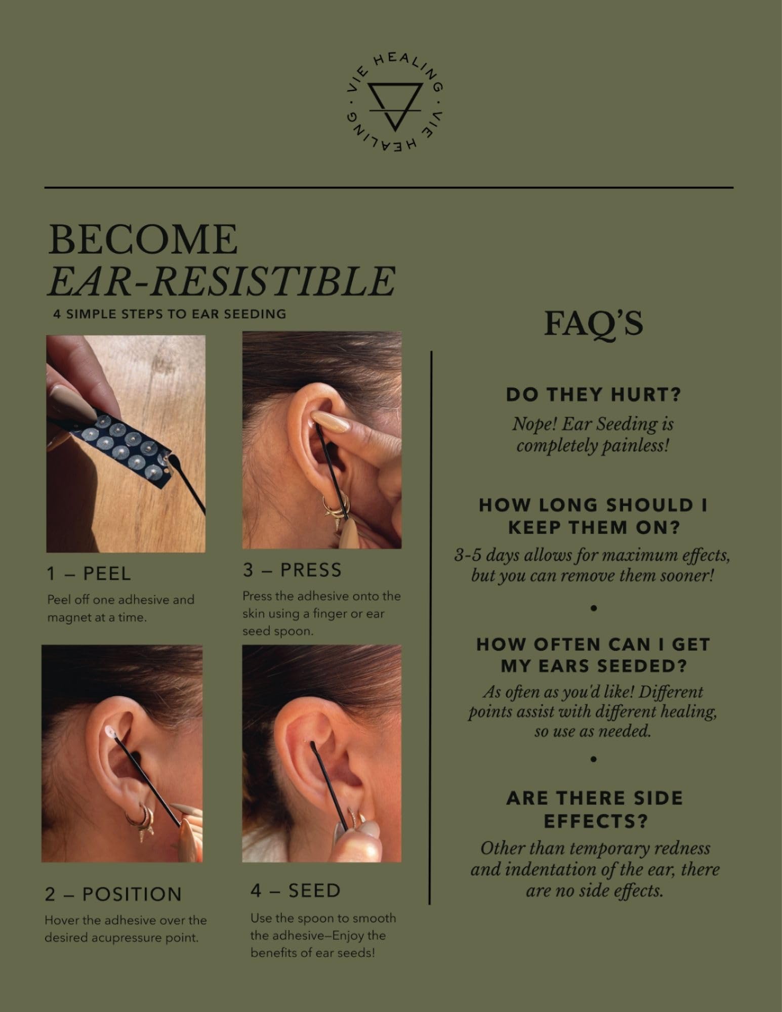 Vie Healing ear seed spoon shown for easy at-home application