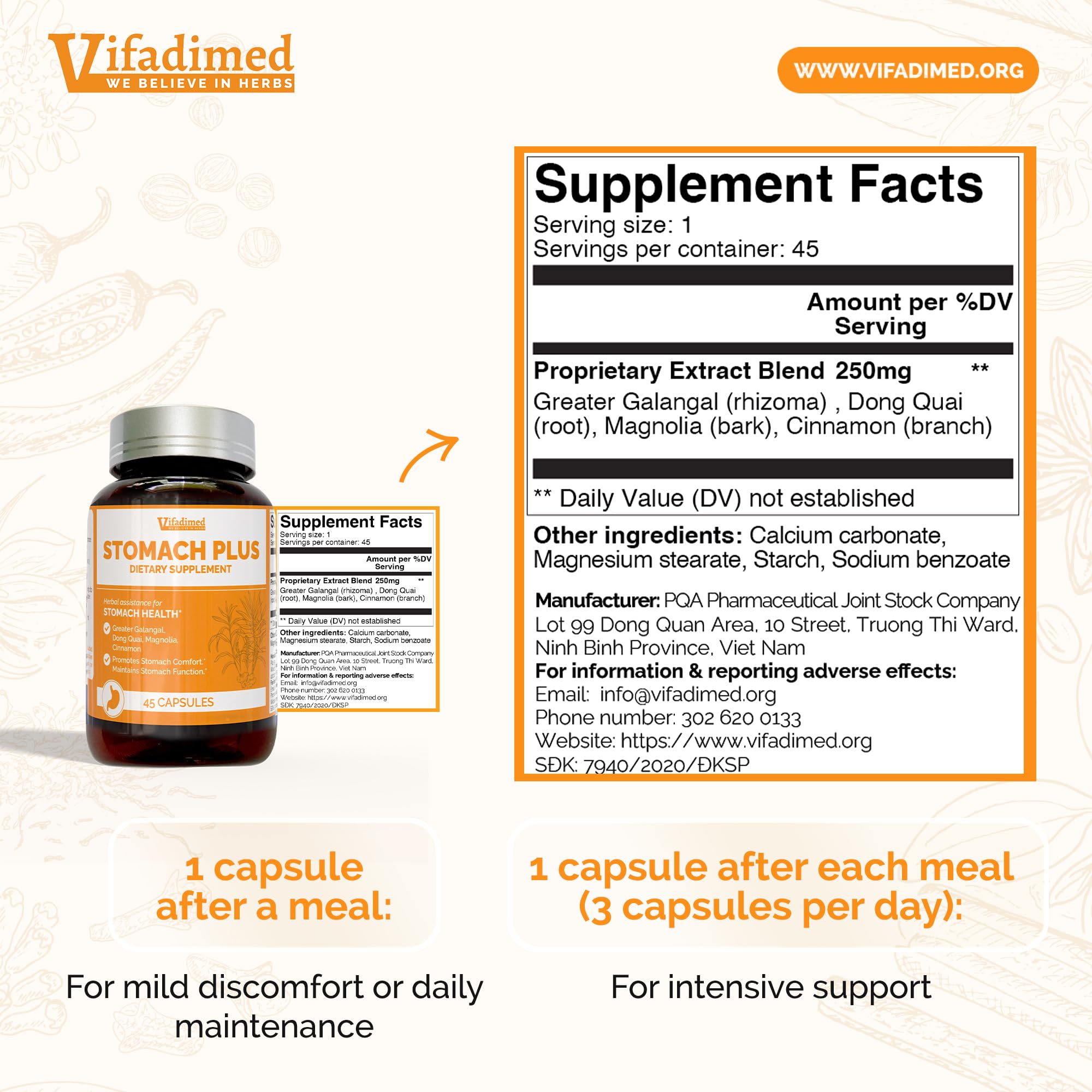 VIFADIMED Stomach Plus bottle with spoon ready before meals