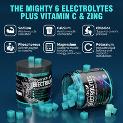 VIFSSG blue raspberry gummies highlight six electrolytes for balanced hydration