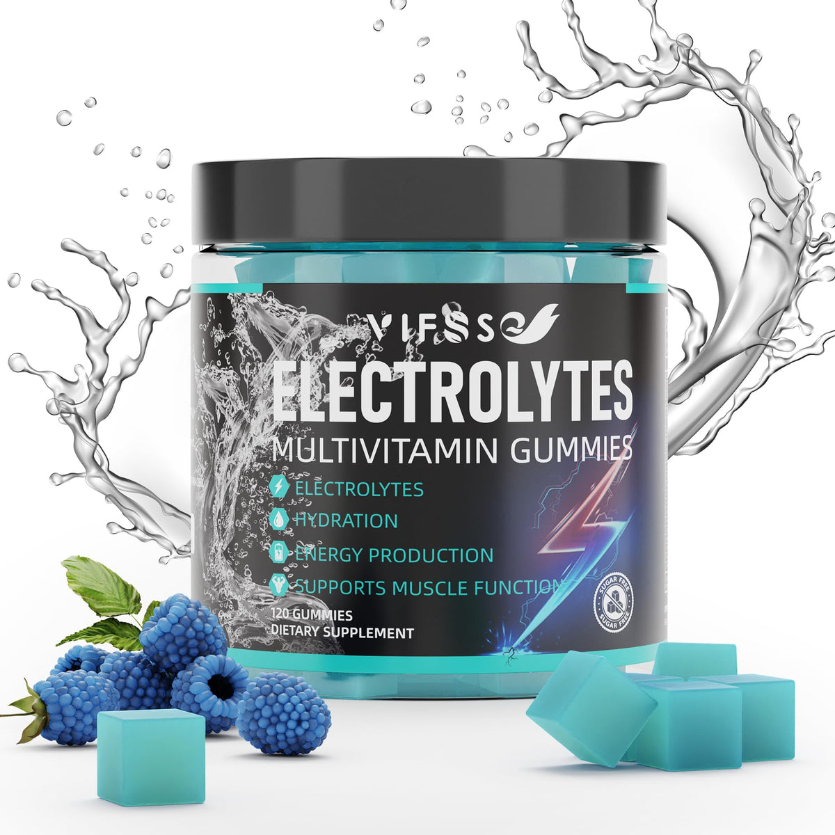VIFSSG Electrolytes Gummies blue raspberry in package for on-the-go hydration
