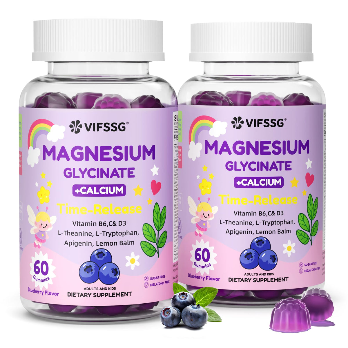 VIFSSG Magnesium Gummies blueberry jar closeup for bedtime relaxation