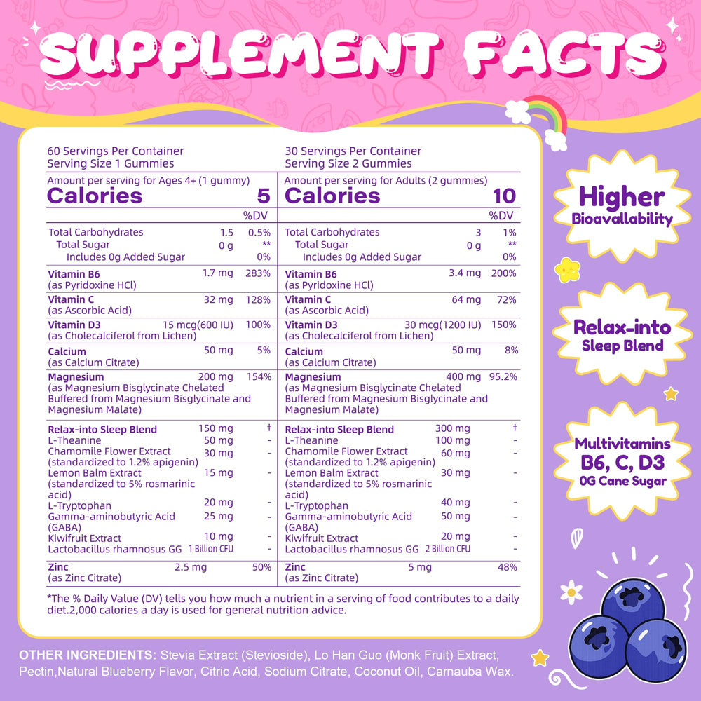 VIFSSG Magnesium Gummies blueberry label closeup highlights sugar-free formula