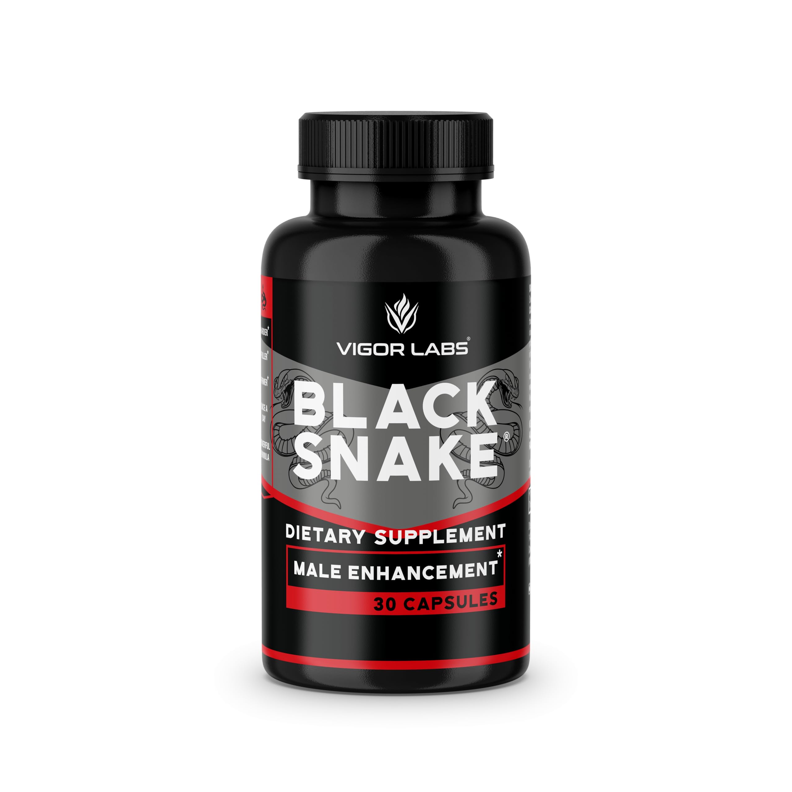 VIGOR LABS Black Snake bottle front, everyday vitality support.
