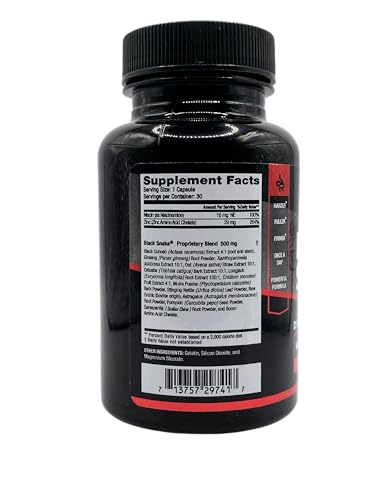 VIGOR LABS Black Snake ingredients blend, natural formula for vitality.
