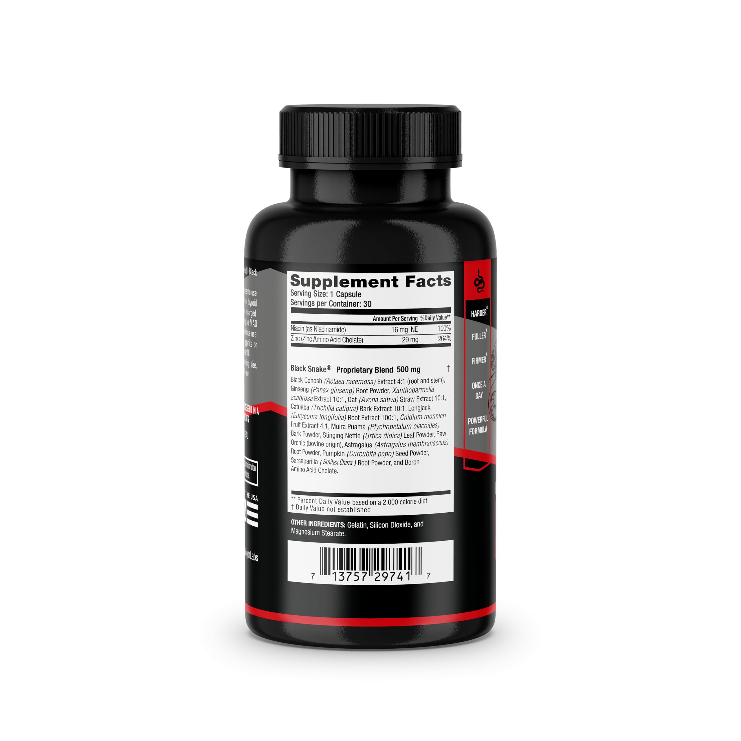 VIGOR LABS Black Snake label details, includes 30 capsules.