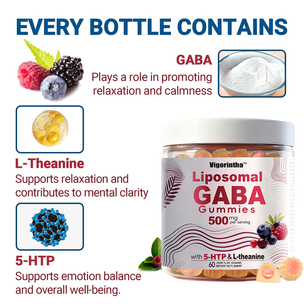 Vigorintha GABA Gummies relaxed mood scene suggests non-drowsy calm focus
