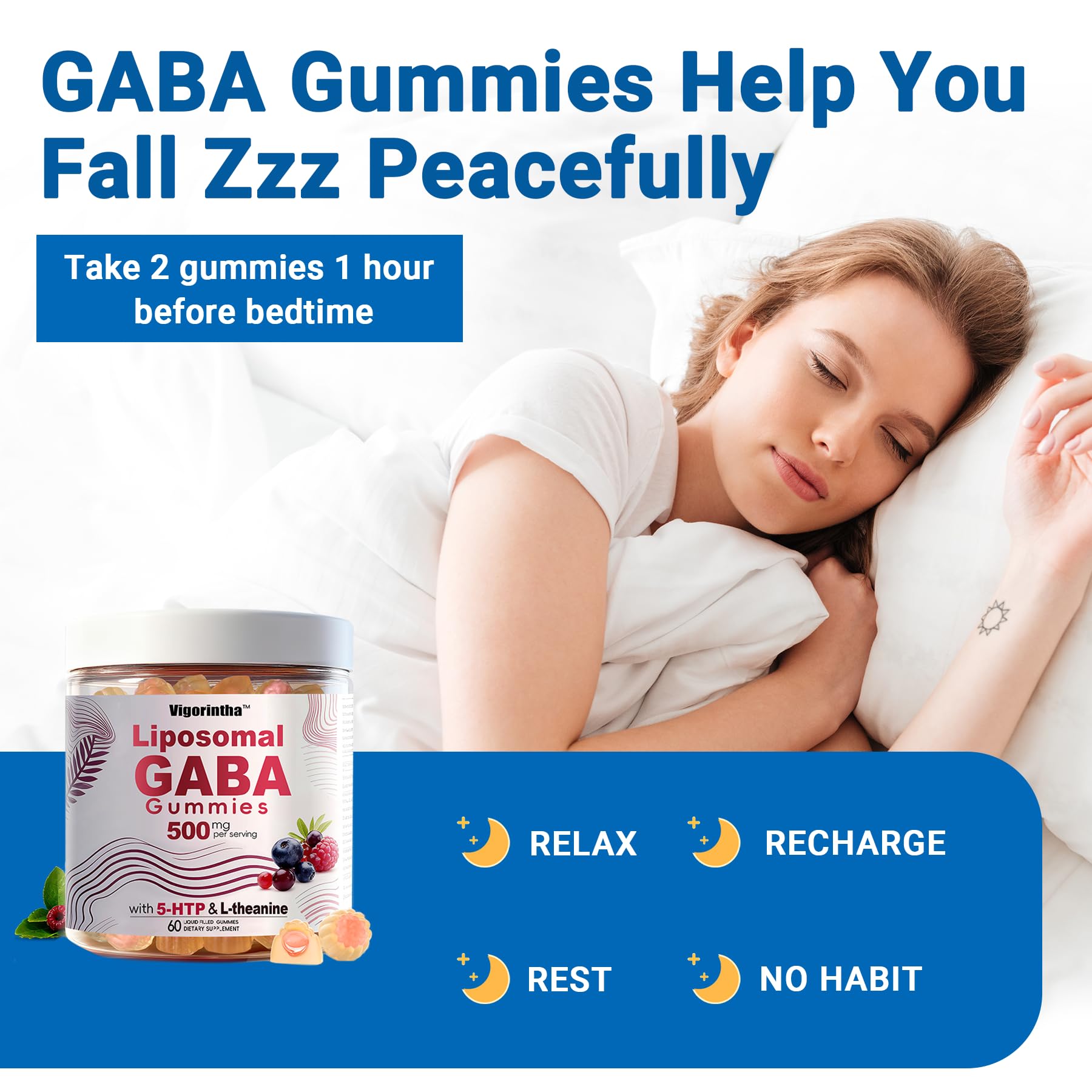 Vigorintha GABA Gummies sugar-free mixed berry flavor for a pleasant routine