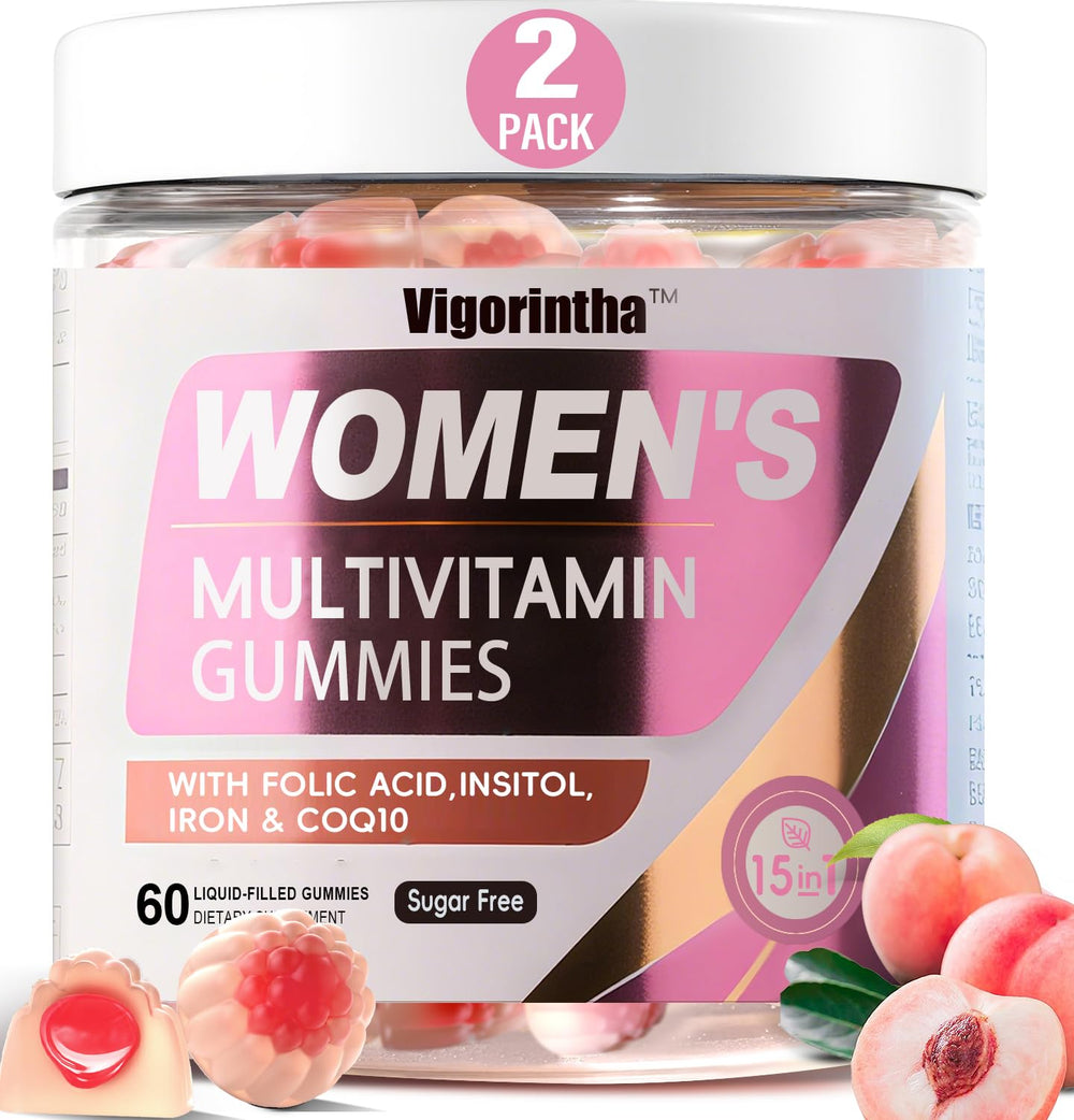 Vigorintha sugar-free gummy bottle supports daily energy and overall wellness.