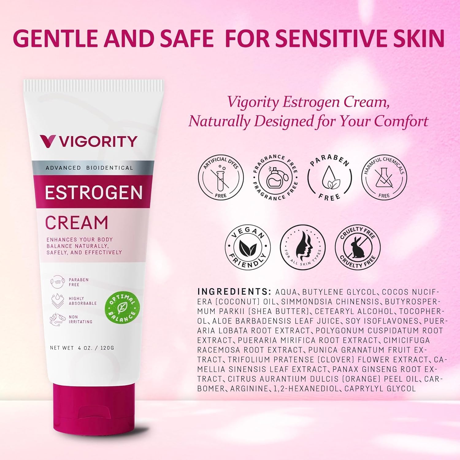 Vigority Estrogen Cream applied to the body for full-body hydration