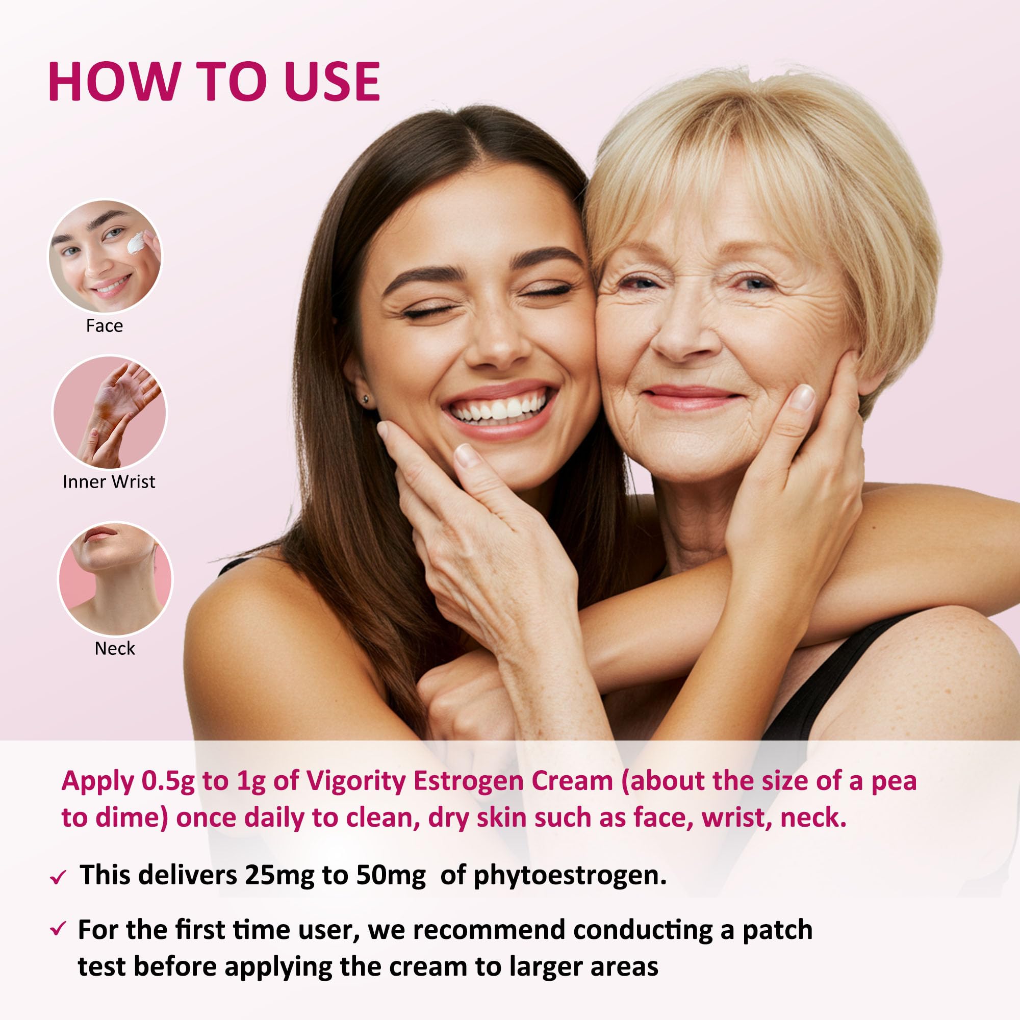Vigority Estrogen Cream label close-up showing plant extracts.