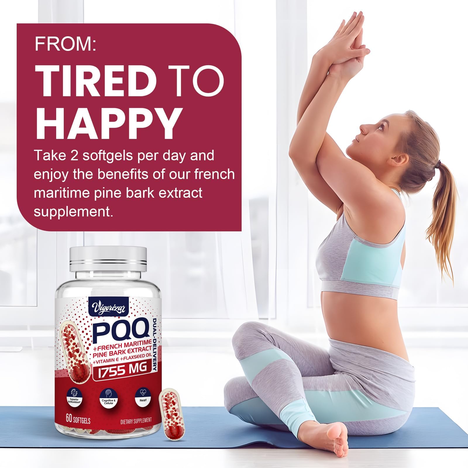 Vigorizar two softgels daily serving with water.