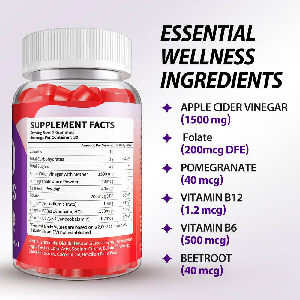 VIGUMYO Keto ACV Gummies bottle back label lists ingredients for wellness