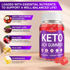 VIGUMYO Keto ACV Gummies close up, chewy texture and vibrant color
