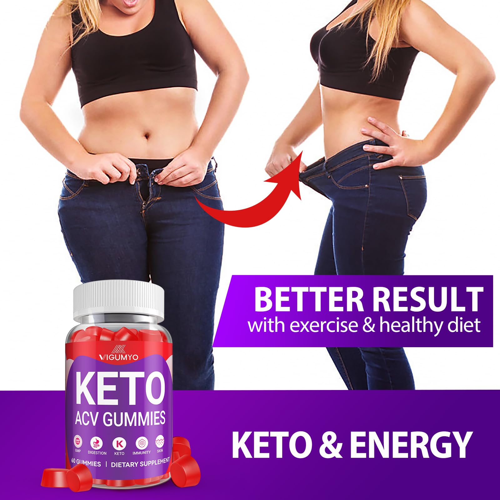 VIGUMYO Keto ACV Gummies dosage directions on the label