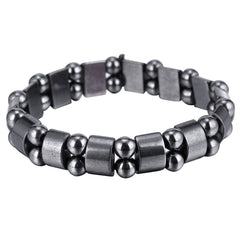 VIKI LYNN hematite magnetic bracelet closeup shows durable beads for daily wear.