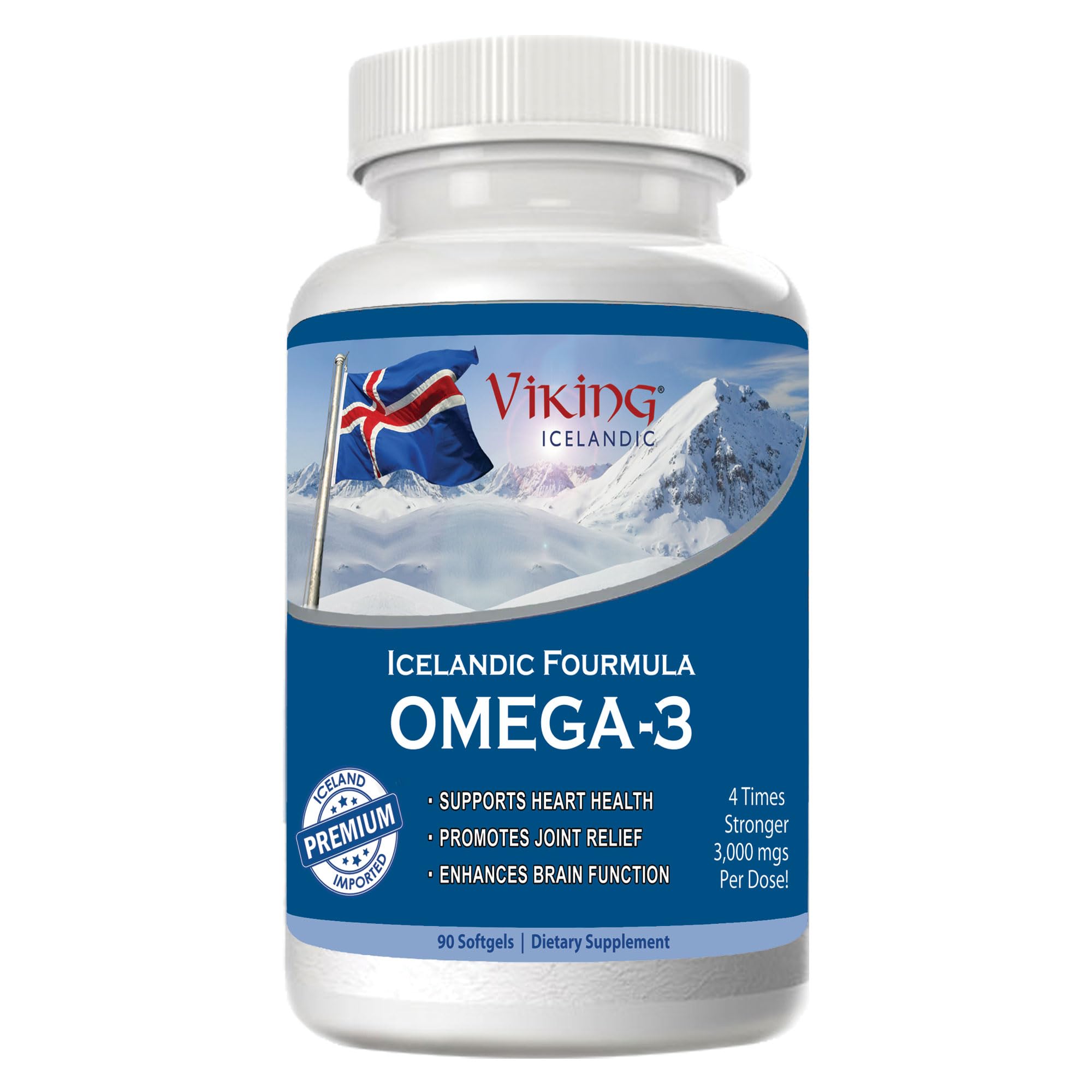 Viking Icelandic Fourmula bottle front highlights potent omega-3 for daily support
