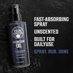 Viking Revolution magnesium oil spray demonstrates fast absorption and a non-greasy finish.
